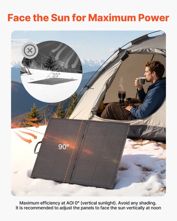 100W hopfällbar solpanel, monokristallin, IP67, PWM