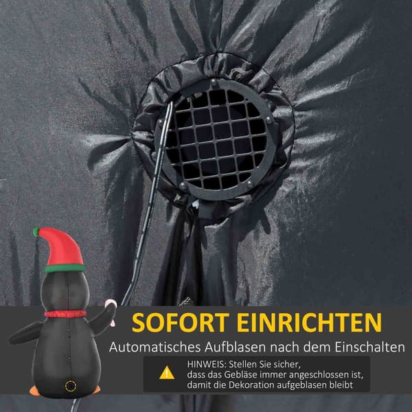 Oppustelig julepingvin, 2,5 m, 3 LED-lys