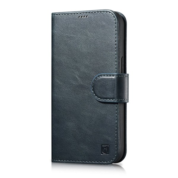 2-i-1 läder Flip Cover iPhone 14 Pro Max Anti-RFID oljevax plånboksfodral Blå