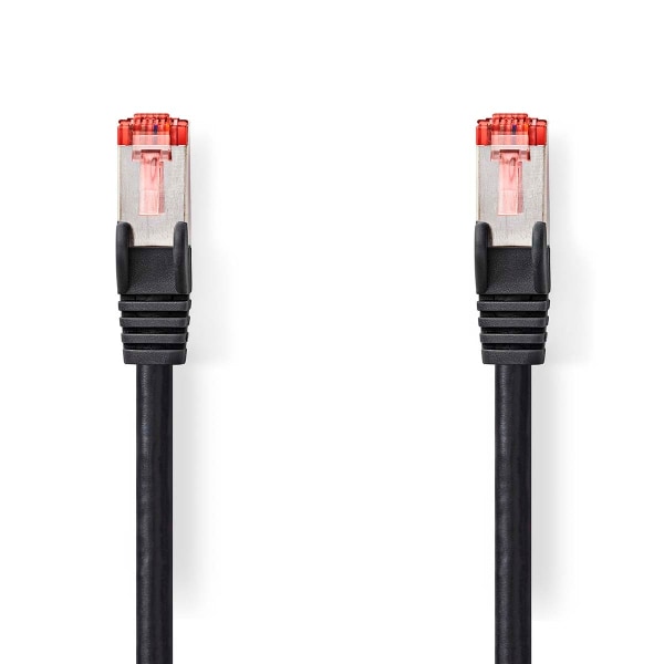 Kat 6 kabel | RJ45 Han | RJ45 Han | S/FTP | 2.00 m | Runde | LSZH | Sort | Label