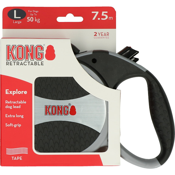 KONG Infällbart koppel Explorer Grå L (7,5m/50kg)