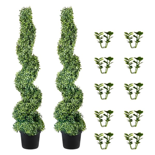 Konstgjorda buxbomträd 1,2 m, 2-pack, inomhus/utomhus
