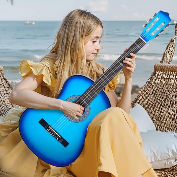Startpaket för klassisk gitarr 38 tum, nylonsträngar, väska