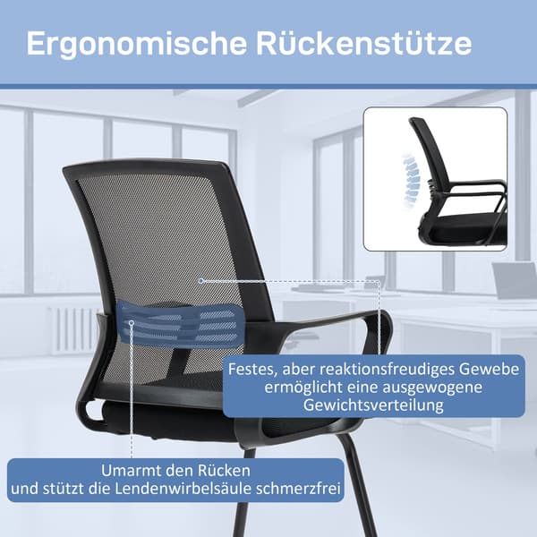 Ergonomisk netstol, skum, metalben, sort