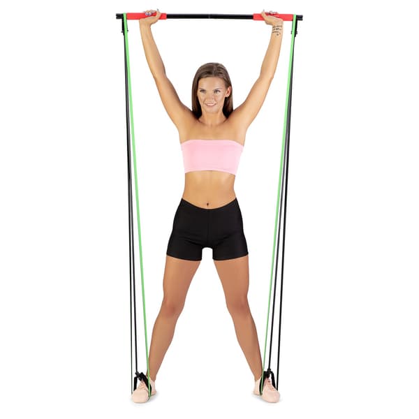 Multifunktionel pilatesstang med modstandsbånd