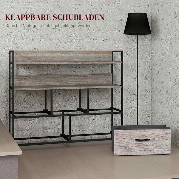 Kommode med 5 skuffer Stofopbevaringsskab Kommode med 2 hylder Stålramme Moderne Design til Stue Soveværelse Grå