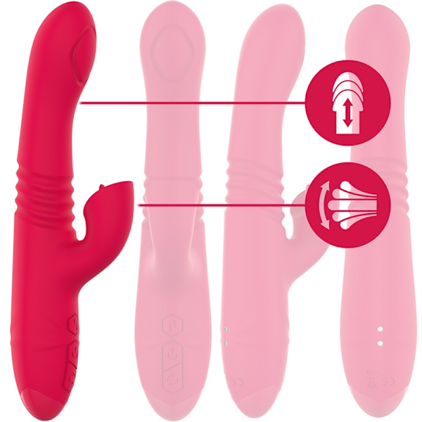 Intense - Dua Multifunktion genopladelig op- og nedvibrator med rød tunge