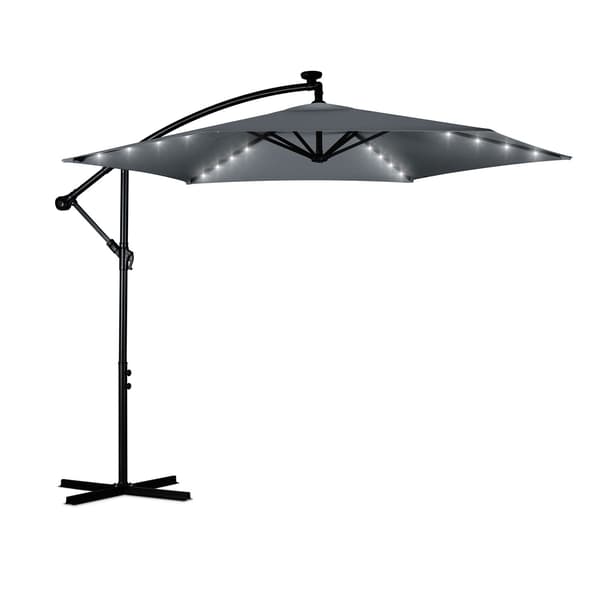 Sammenklappelig haveparaply 6 segmenter 350 cm med dæksel og lys Plonos PL-882