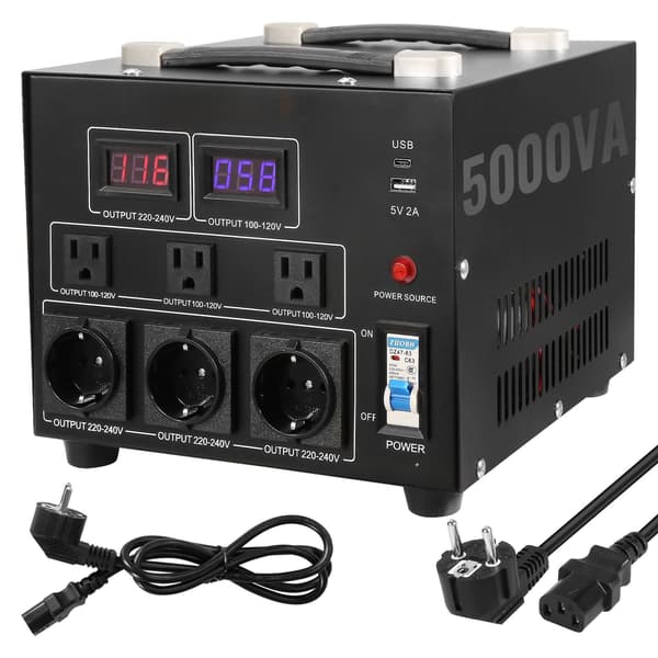 Spændingsomformer op/ned 5000VA, 110-220V USB