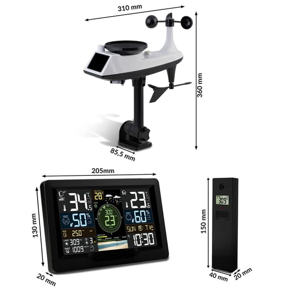 Vejrstation med vind- og regnsensor BD-914 sort