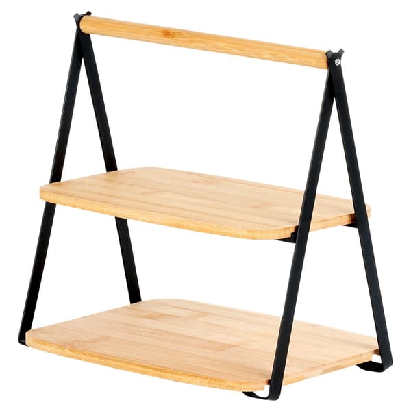 2-kerroksinen bambu tarjoilualusta, 28x20x27,5 cm