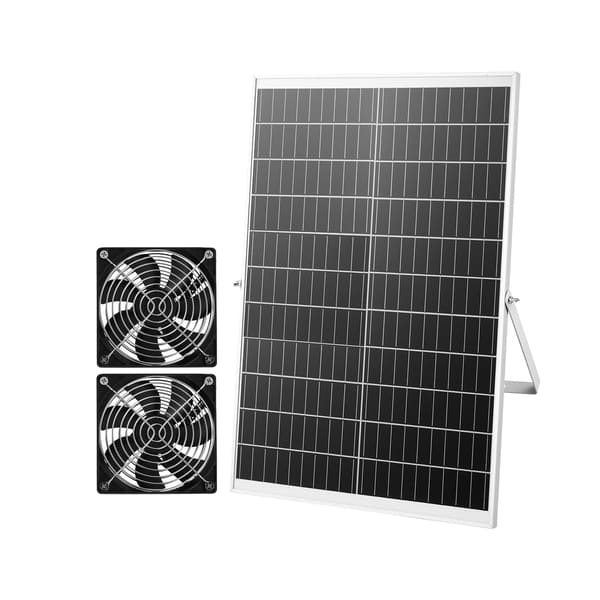 Soldriven frånluftsfläkt, 30W panel, dubbla fläktar