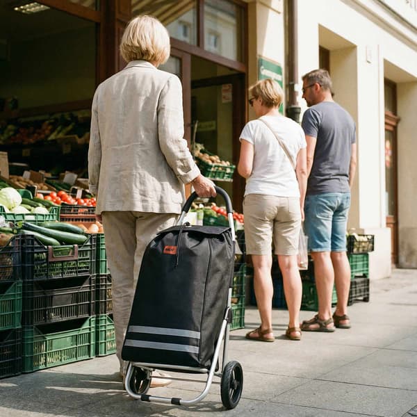 Sammenklappelig indkøbsvogn 45L sort, termisk indvendig
