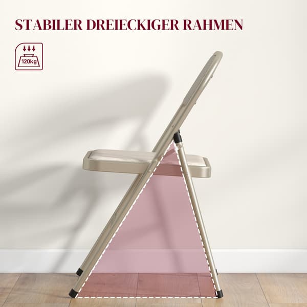 Foldbare polstrede stole, sæt med 4 – Stålstel, beige