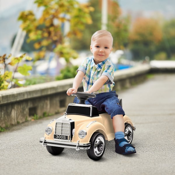 Ajettava auto, lastenajoneuvo, ajettava auto säilytystilalla, kaatumissuojalla varustettu lastenauto 18-48 kk lapsille, beige, 77,5 x 41,5 x 45 cm Aos