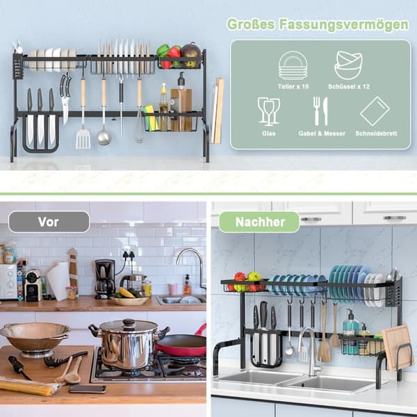 Justerbart tørrestativ til opvask over vask, 2 niveauer, 53-99 cm