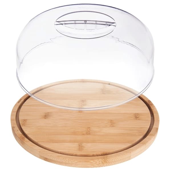 Rund ostbricka i bambu med kupollock, 26 cm