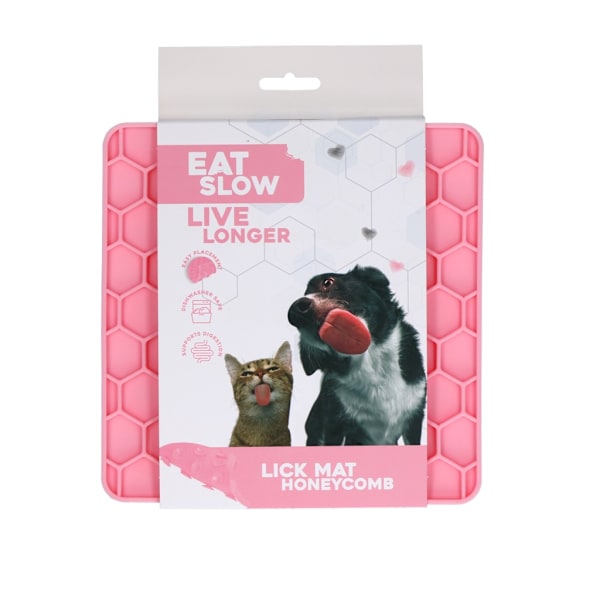 Ät Långsamt Lev Längre Lick Mat Honeycomb Pink