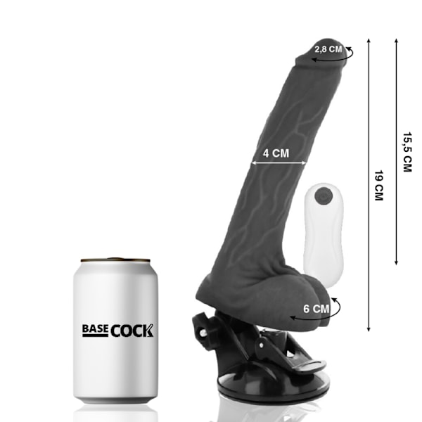 Basecock - Realistisk Vibrator Fjernbetjening Sort 19 Cm -O- 4 Cm