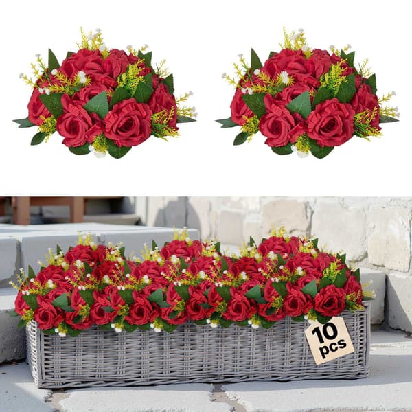 Konstgjorda röda rosblombollar, 10-pack 240 mm