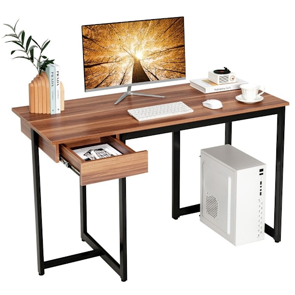 120 cm långt datorbord med låda & justerbara kuddar datorbord valnöt