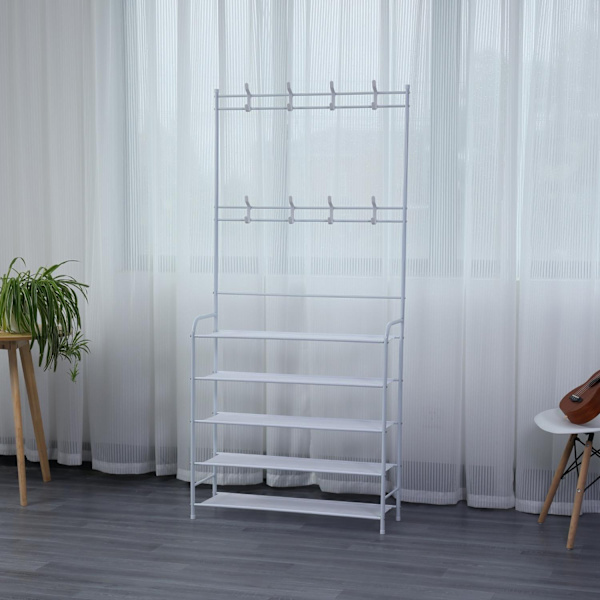 Herzberg 4-trins entré knagerække og opbevaringsstativ i gangen - 80x170 cm