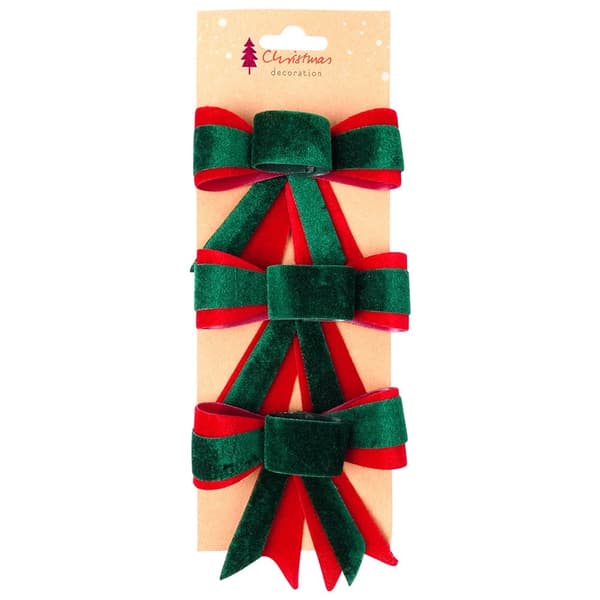 Dekorativ jul sammetsrosett 10,5x11 cm 3 st.