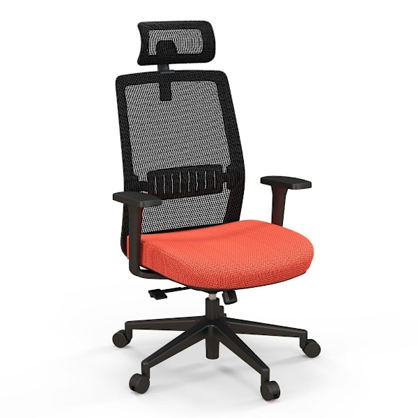 Ergonominen työtuoli selkänojalla ja ristiseläntuella ja mukava 3D-niskatuki jopa 180 kg
