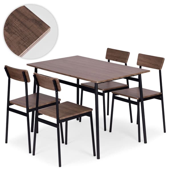 Matbordsset med 4 stolar, MDF och stål