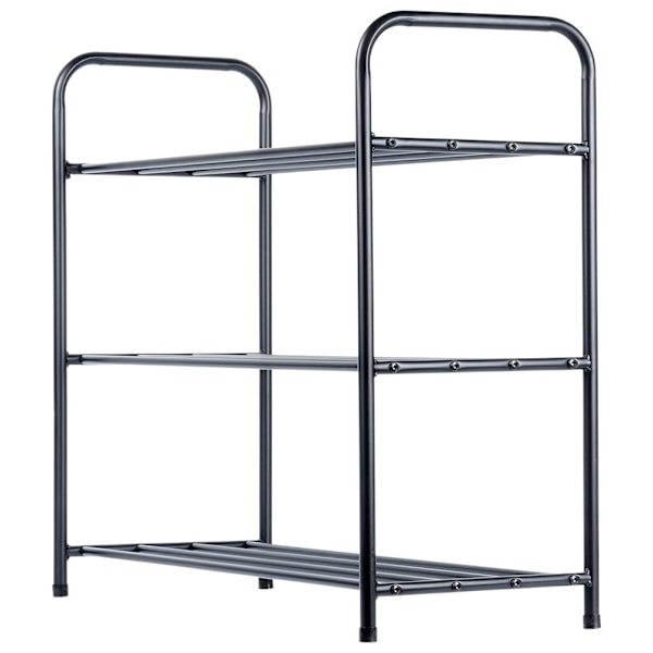 Skohylde metal sort 3-plan 63x28x60 cm