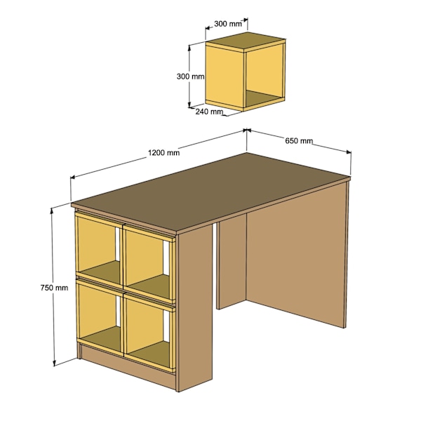 Study Desk Box - Hvid, Blå