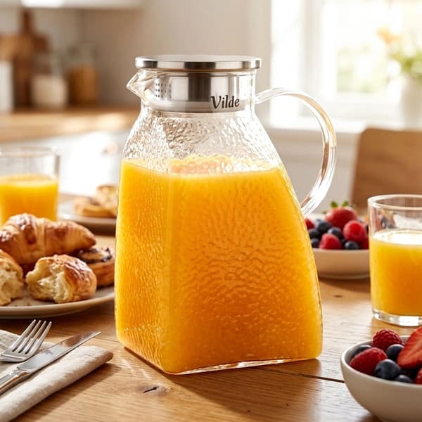 Glaskande med låg, smal, 1,8 l borosilikat