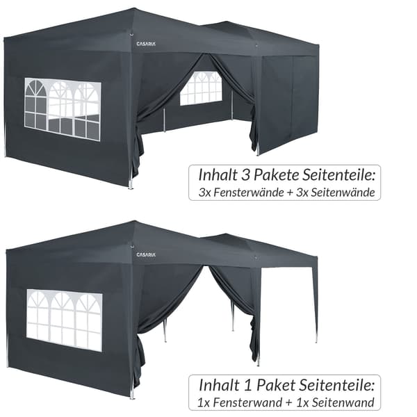 Sidepaneler til pavillon, 2-pak, antracit, 3x2m, lynlås og vindue