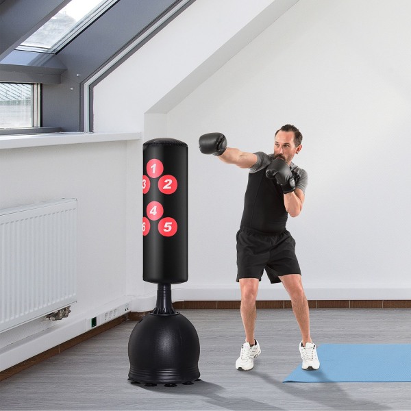 Boksesæk Fritstående Boksesæk 165 Cm Til Voksne, Kraftig Med Sugekopbase, Sort, Ideel Til Professionelle Og Begyndere