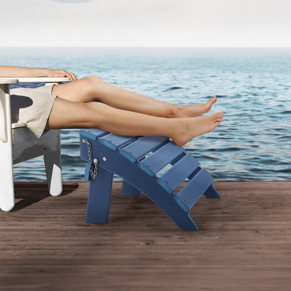 Hopfällbar Adirondack-ottoman, väderbeständig HDPE, blå