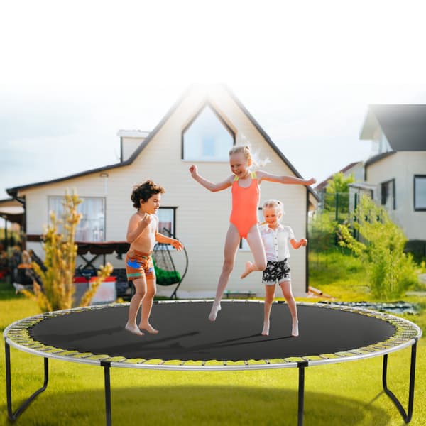 4,3 meter rund trampolinmatta, 72 V-ringar, 16,5–17,8 cm