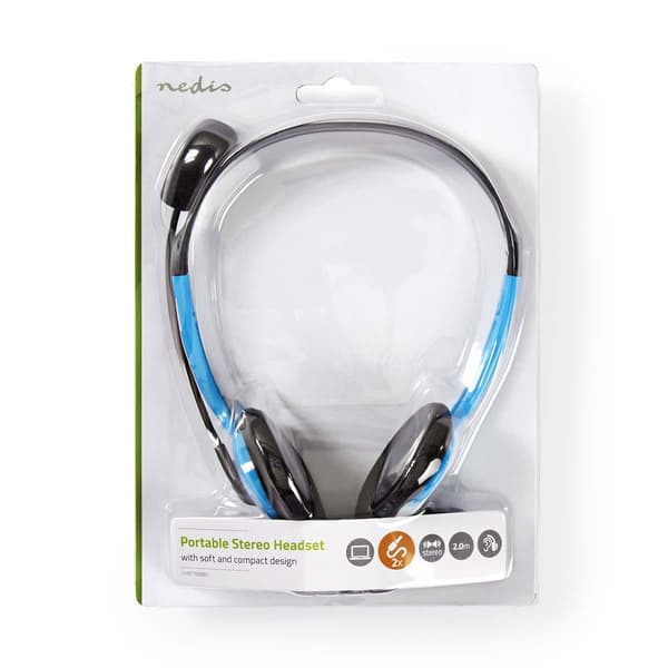PC headset | On-Ear | Stereo | 2x 3.5 mm | Vikbara Mikrofon | Blå