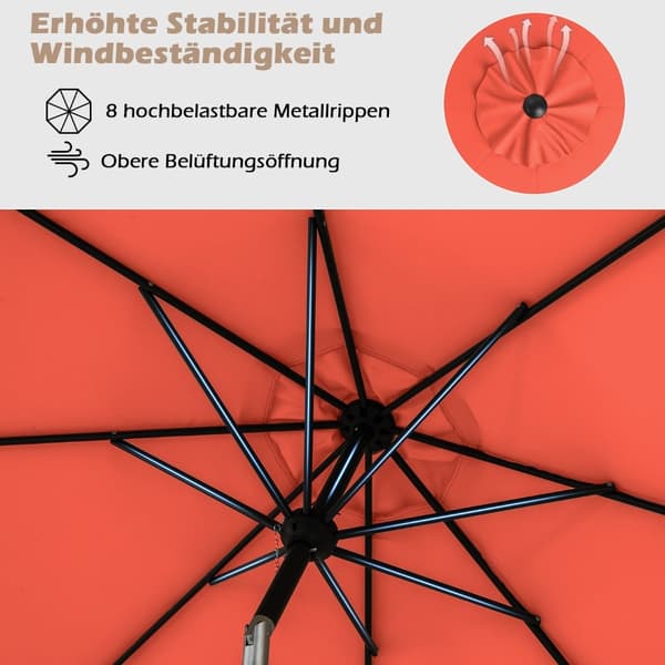 Udendørs terrasseparasol, 300 cm, vippe- og drejefunktion, orange