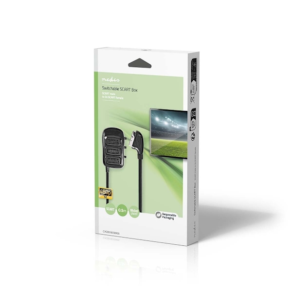 SCART Kytkentärasia | SCART Uros | 3x SCART Naaras | Niklattu | Maksimi kuvantarkkuus: 800x480 | 0.50 m | Pyöreä | PVC | Musta | Laatikko