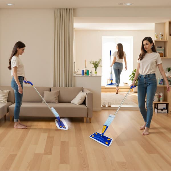 Spraymop med 800 ml beholder, 3 vaskbare puder, våd/tør