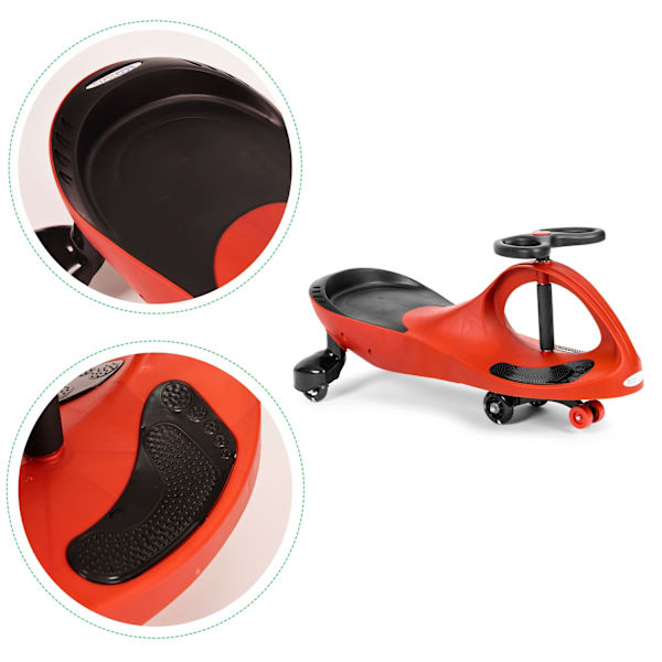 Vridle bil ride-on legetøj LED hjul røde ECOTOYS