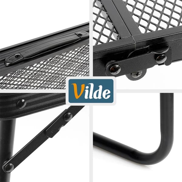 Sammenklappeligt campingbord i aluminium, sort, 90x40x26,5 cm