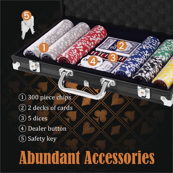 Pokerchipset, 300 marker, Texas Hold'em, aluminiumfodral