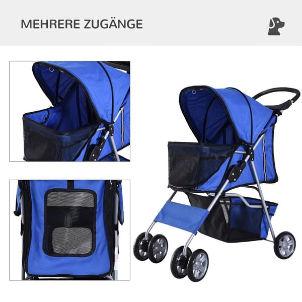 Hundevogn Hundevogn Pet Hund Buggy Klapvogn Joggervogn Blå