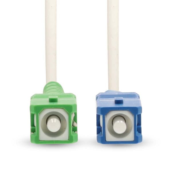 Glasfiber Patch-kabel | SMF (Single Mode Phase) | SC/APC | SC/UPC | 100 Gbps | 2,00 m | Vit | Presentförpackning med Eurolås