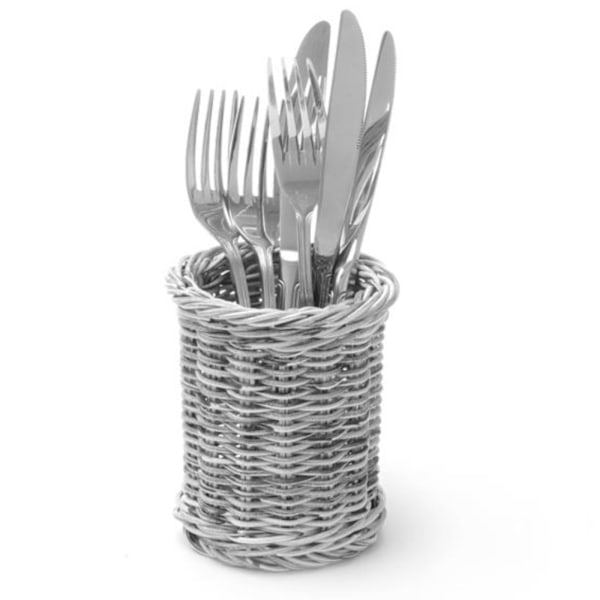 Kurv til bestik, gafler, knive, skeer, rund, gråmeleret, dia. 100x120 mm - Hendi 426197
