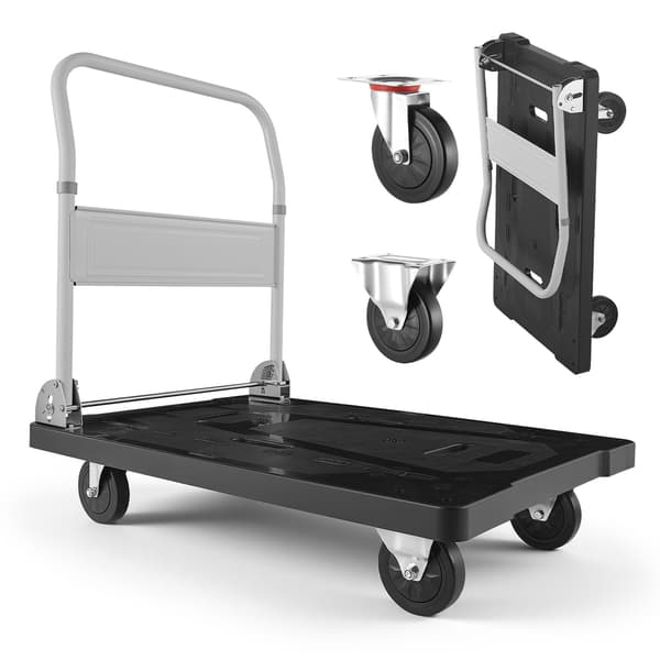 Sammenklappelig platformvogn, 660 lb, 5" PU-hjul