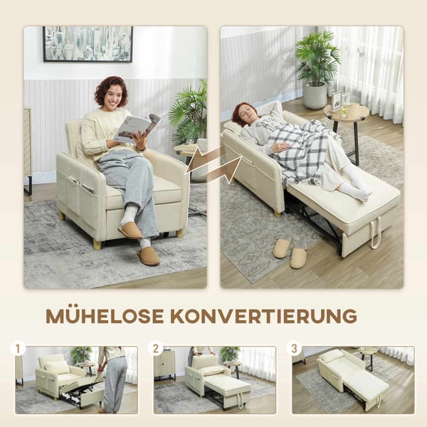 Sovestol med skumpolstring, beige stof