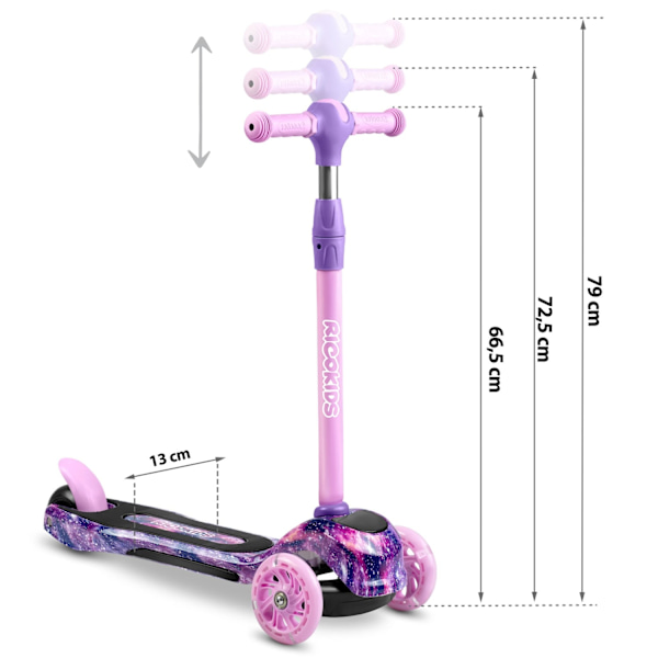 Sparkcykel för barnViktigaste egenskaperna:- Färgglad LED-belysning på hjulen, däcket och frontpanelen- Justerbar höjd på styret- Stora, s