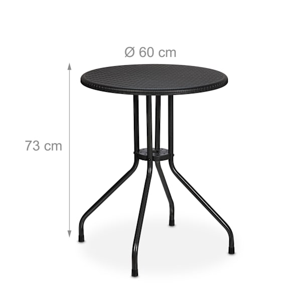 Runt trädgårdsbord i rottinglook